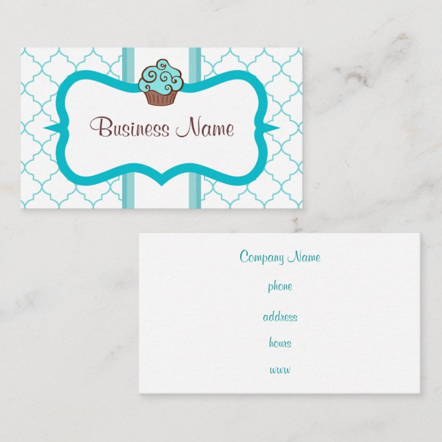 Blue Cupcake Business Card (Front/Back)