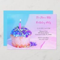 Blue Cupcake Colourful 30th  birthday invitation