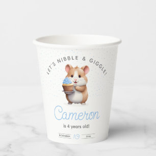 Blue cupcake hamster, nibble & giggle birthday paper cups