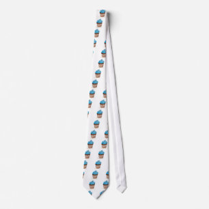 Blue cupcake party food cake watercolor pattern tie