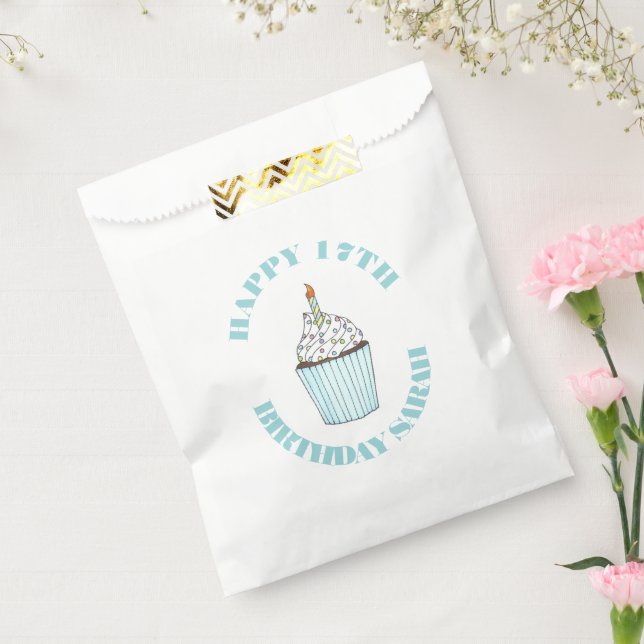 Blue Cupcake Personalised Birthday Party Favour Favour Bags (Sealed)