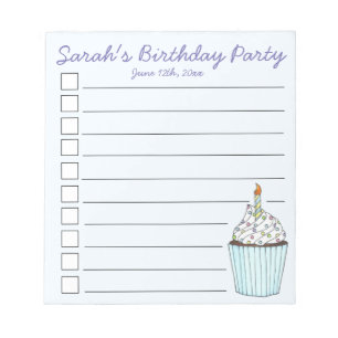 Blue Cupcake Personalised Birthday Party Favour Notepad