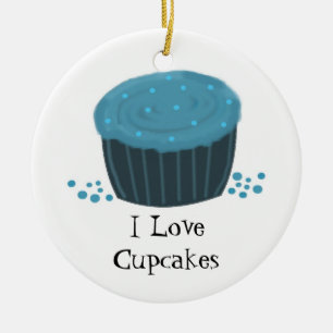 Blue Cupcake with Sprinkles Ceramic Tree Decoration