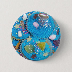 Blue Cupcakes button badge