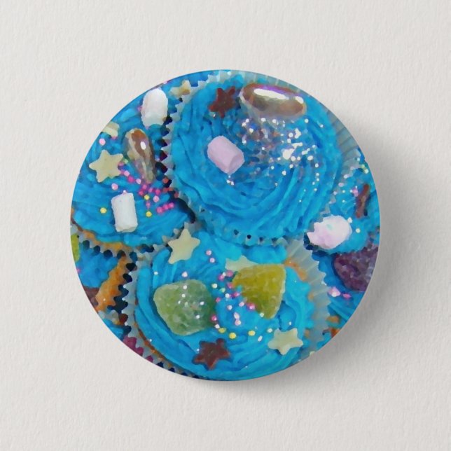 Blue Cupcakes button badge (Front)