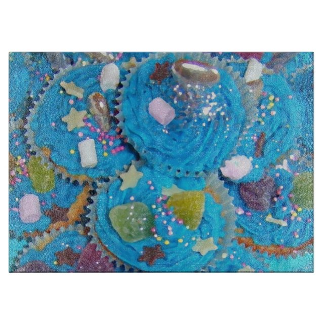 Blue Cupcakes cutting board (Front)