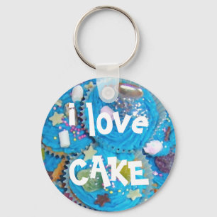 Blue Cupcakes 'i love CAKE' keychain