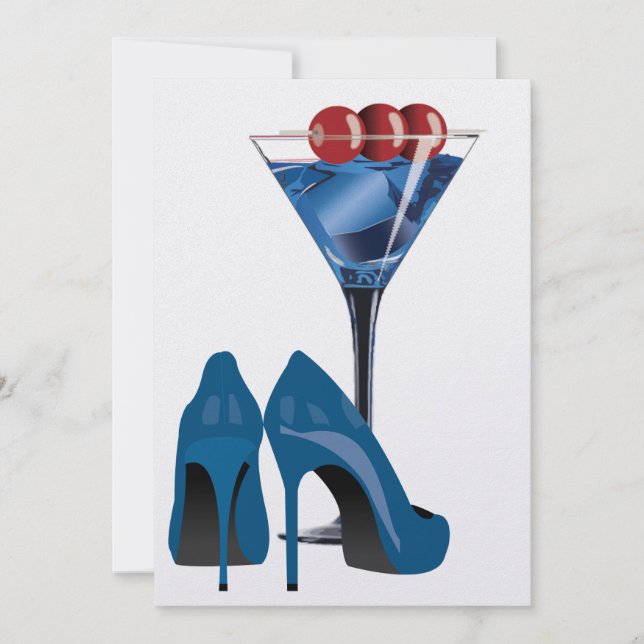 Blue Curacao Cocktail Invitation (Front)