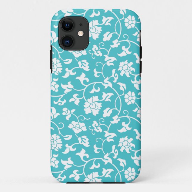Blue Curacao Floral Damask iPhone 5 Case (Back)
