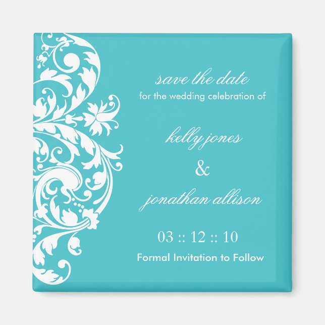Blue Curacao Save the Date Wedding Magnet (Front)