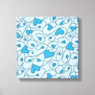 Blue curly hearts canvas print