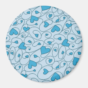 Blue curly hearts magnet