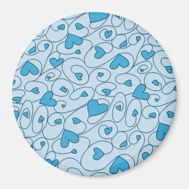 Blue curly hearts magnet (Front)