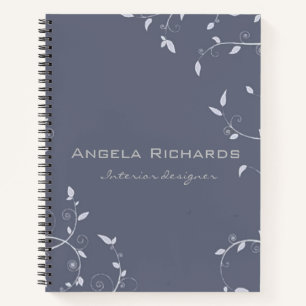 Blue curly leaves branches notebook