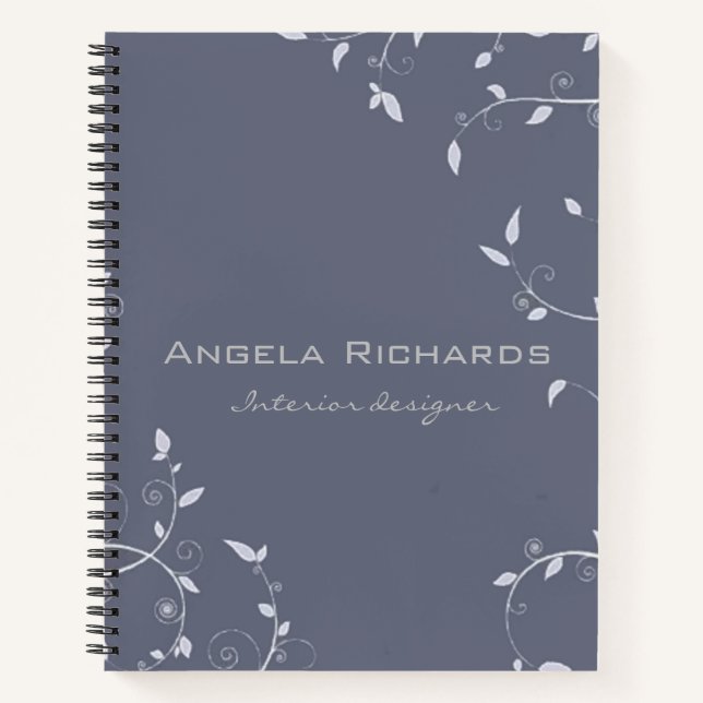 Blue curly leaves branches notebook (Front)