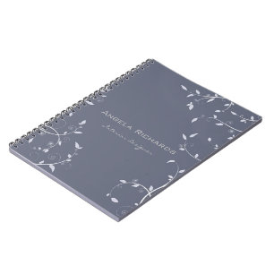 Blue curly leaves branches notebook