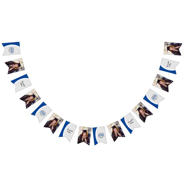 Blue Curved Frame Photo Graduation Bunting (All)