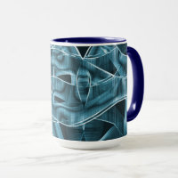 Blue curved overlapping band highlighted by relief