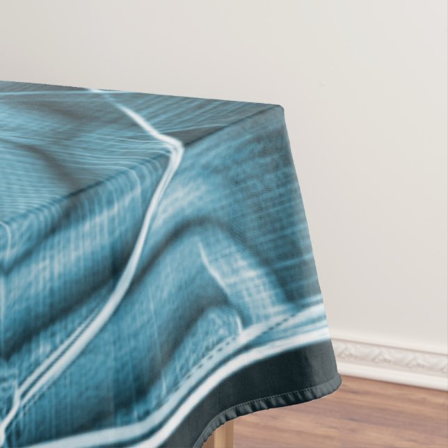Blue curved overlapping band highlighted by relief tablecloth (In Situ)