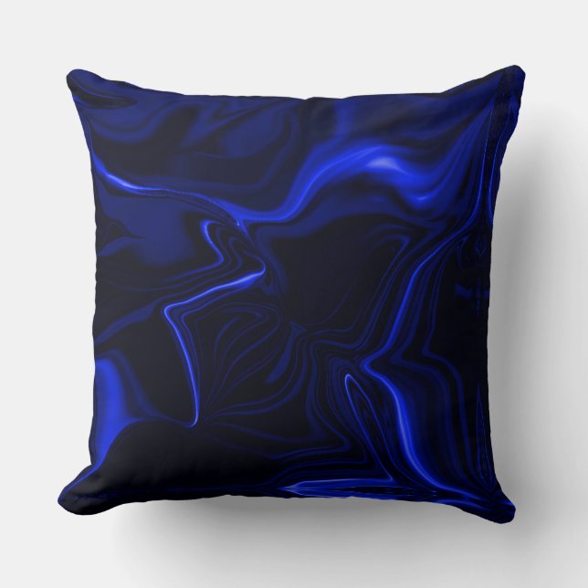 Blue curves and ripples in dark blue image  cushion (Front)