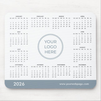 Blue Custom 2026 Calendar Business Logo Mouse Pad