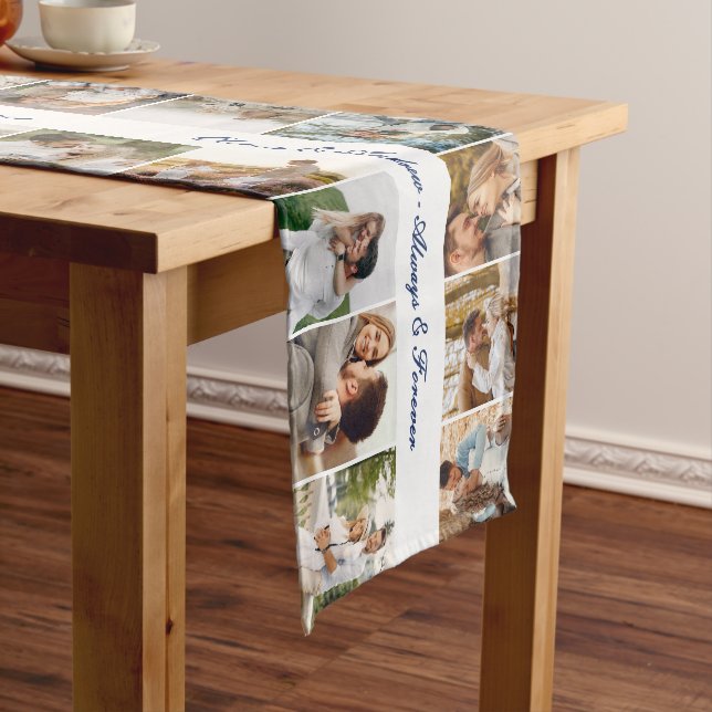 Blue Custom 36 Photos Always & Forever Wedding Long Table Runner (In Situ)