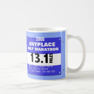 Blue Custom Anyplace Half Marathon, 13.1 Miles Coffee Mug
