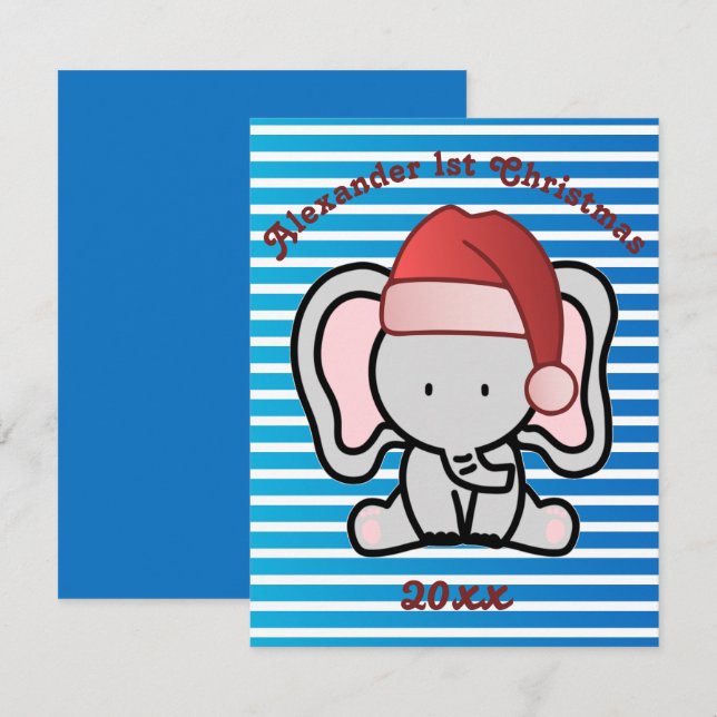 Blue Custom Baby Boy Name First Christmas 2022  Card (Front/Back)