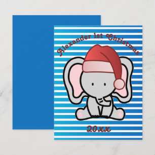 Blue Custom Baby Boy Name First Christmas 2022  Card