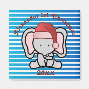 Blue Custom Baby Boy Name First Christmas 2022   Magnet