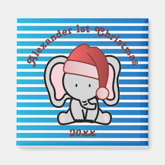 Blue Custom Baby Boy Name First Christmas 2022 Magnet