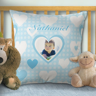 Blue Custom Baby Photo Decor Cushion