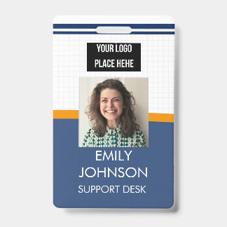 blue Custom Business Logo Employee Photo Badge ID Badge