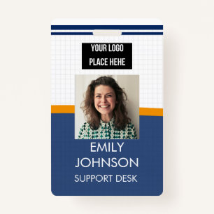 blue Custom Business Logo Employee Photo Badge ID Badge