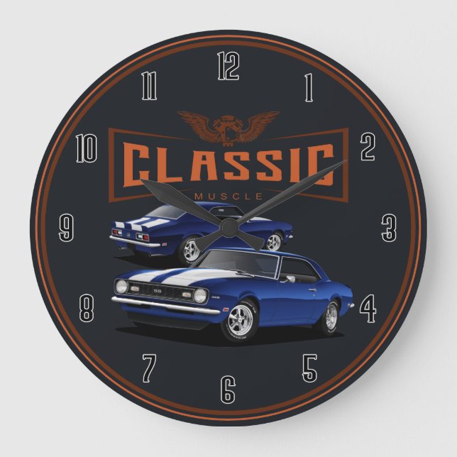 Blue Custom Camaro Large Clock (Front)