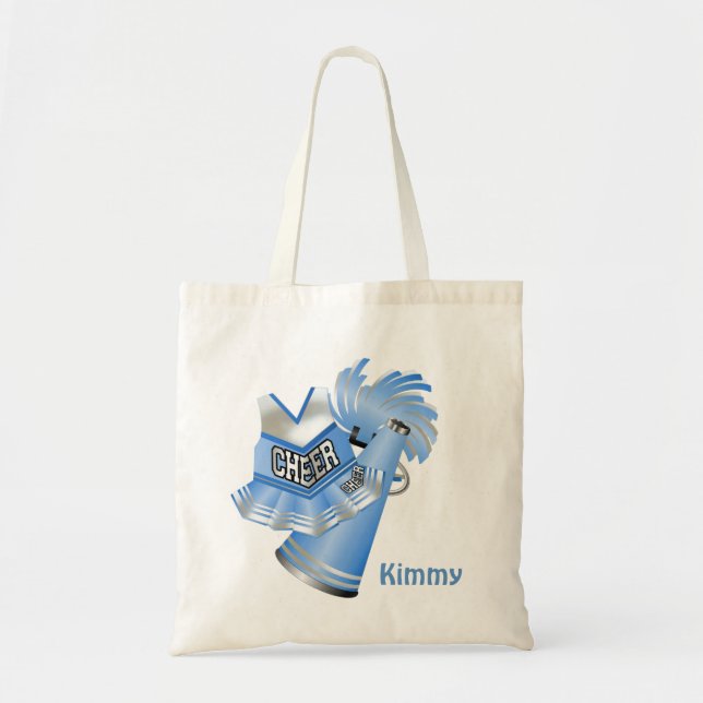 Blue Custom Cheerleader Canvas Tote Bag (Front)