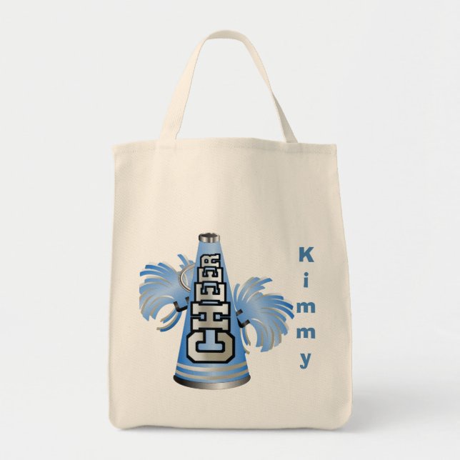 Blue Custom Cheerleader Canvas Tote Bag (Front)