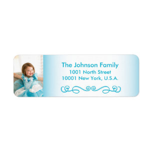 Blue Custom Christmas Photo Return Address Labels