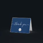 Blue Custom Customer Appreciation Professional Thank You Card<br><div class="desc">Personalise this simple and easy to use thank you folded card template with your company's logo, message, name, and social media handles. Let your clients, customers, patrons know you are grateful for their support during these uncertain times. Featuring a printed modern customisable text "thank you" script with long-tailed embellishments on...</div>