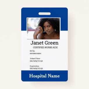 Blue Custom Employee Nurse Doctor ID Photo ID Badge