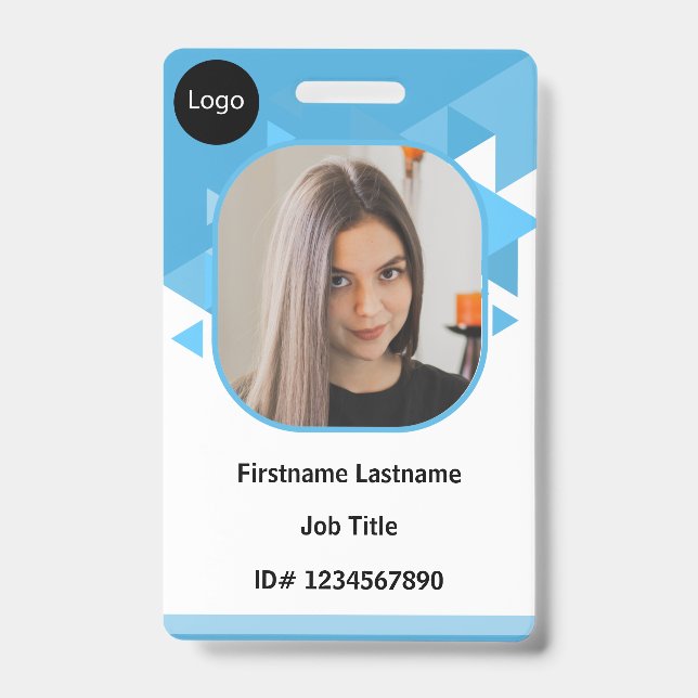 blue Custom Employee, Personalised your own id Badge (Front)
