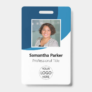 Blue Custom Employee - Photo, Logo, Barcode, Name ID Badge