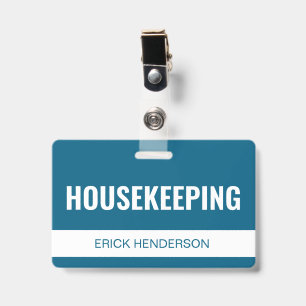 Blue Custom Hotel Housekeeping Employee ID Badge