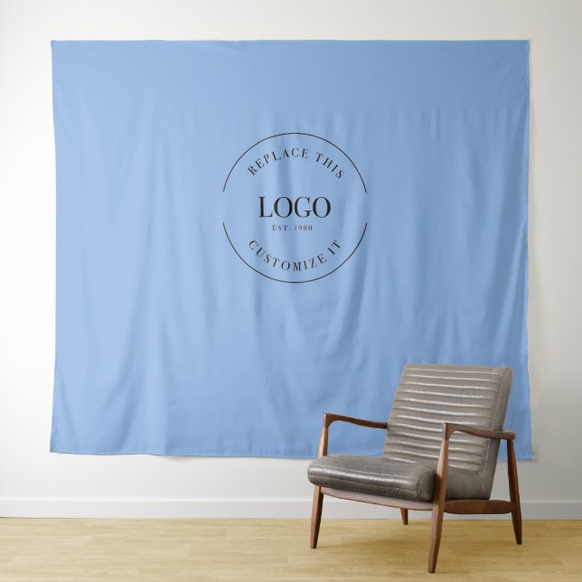 Blue Custom Logo backdrop Company branding Tapestry (In Situ (Horizontal))