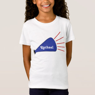 Blue Custom Megaphone Cheerleader T-shirt