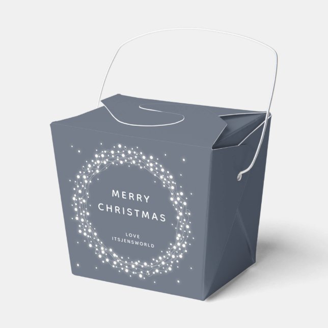 Blue Custom Message Sparkling Lights Christmas Favour Box (Front Side)