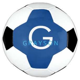 Blue Custom Name and Letter Monogram Printed Football