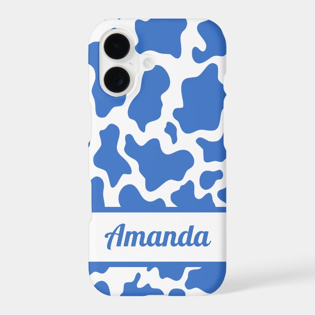 Blue Custom Name Cow Print Pattern (Back)