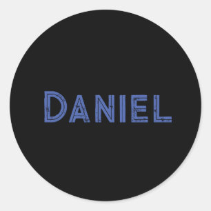 Blue custom name on black classic round sticker