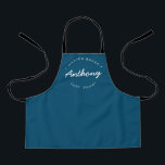 Blue Custom Name Year Master Baker Kids Apron<br><div class="desc">Lots of talent coming out of that kitchen. Encourage the little Master Baker in your life to keep those sweet treats coming with this personalised, modern and unique apron. Customise the words and established year as you need. This kid's apron is blue with white type. Stylish typography style treatment. Makes...</div>